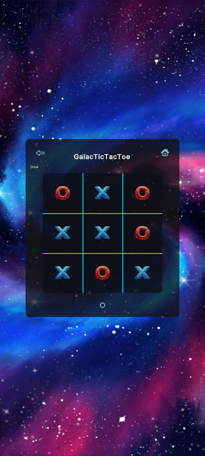 GalacTicTacToe finished match screen