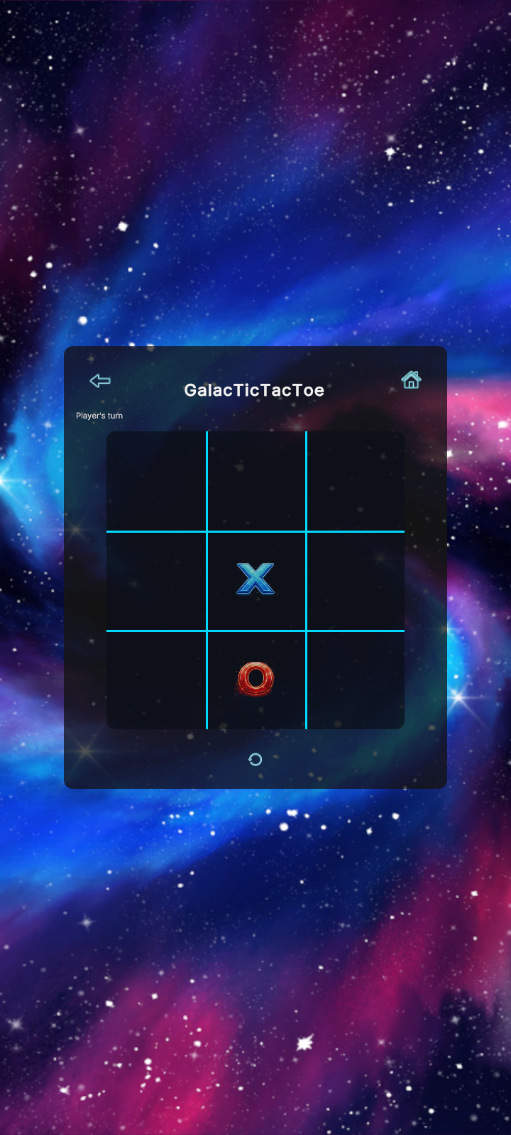 GalacTicTacToe in-game board showing player versus player state