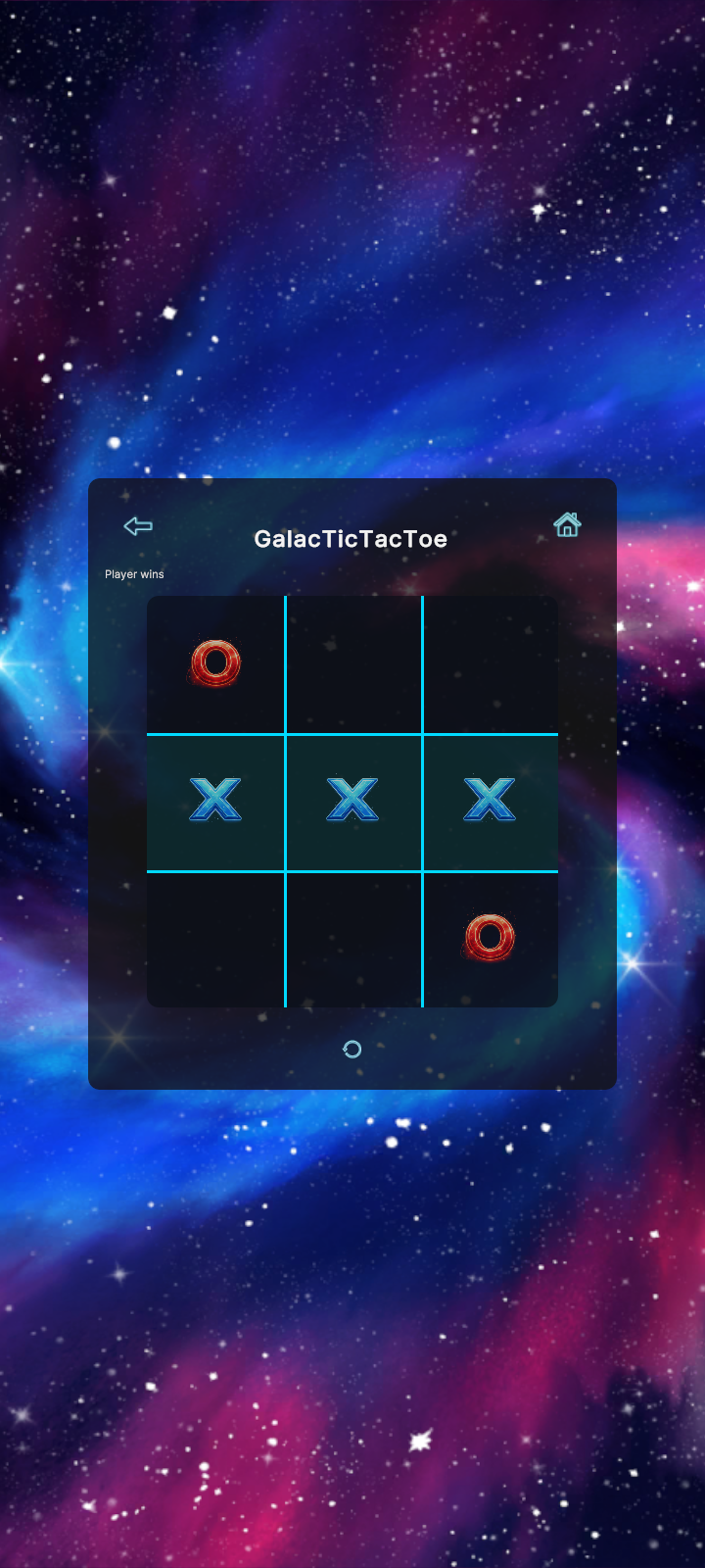 GalacTicTacToe winning state screen