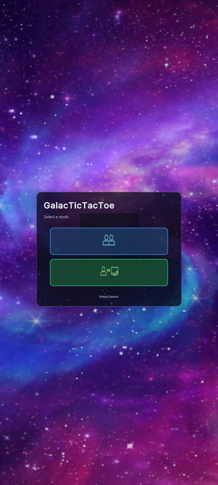 GalacTicTacToe main menu